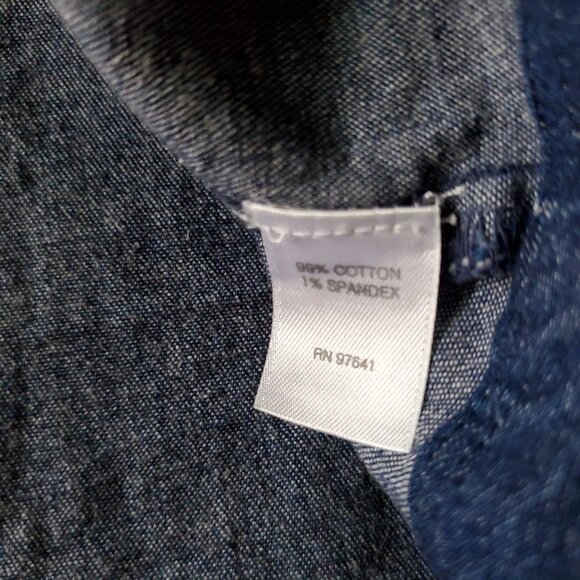 J Jill Denim Jean Dress Western Farmhouse Pockets and Roll Tab Sleeves Medium - Picture 10 of 15